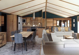 Contemporary lodge with one spacious king-sized bed with en suite.