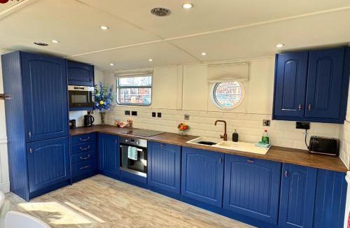 Barton under Needwood Boat Rental | The Swan Floatel - 3BR Barge, Barton Marina, Deck, Sleeps 6